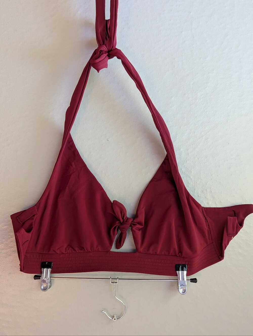 Wild Isles Dottie Burgundy Halter Tie-Front Bikini Top Size 1